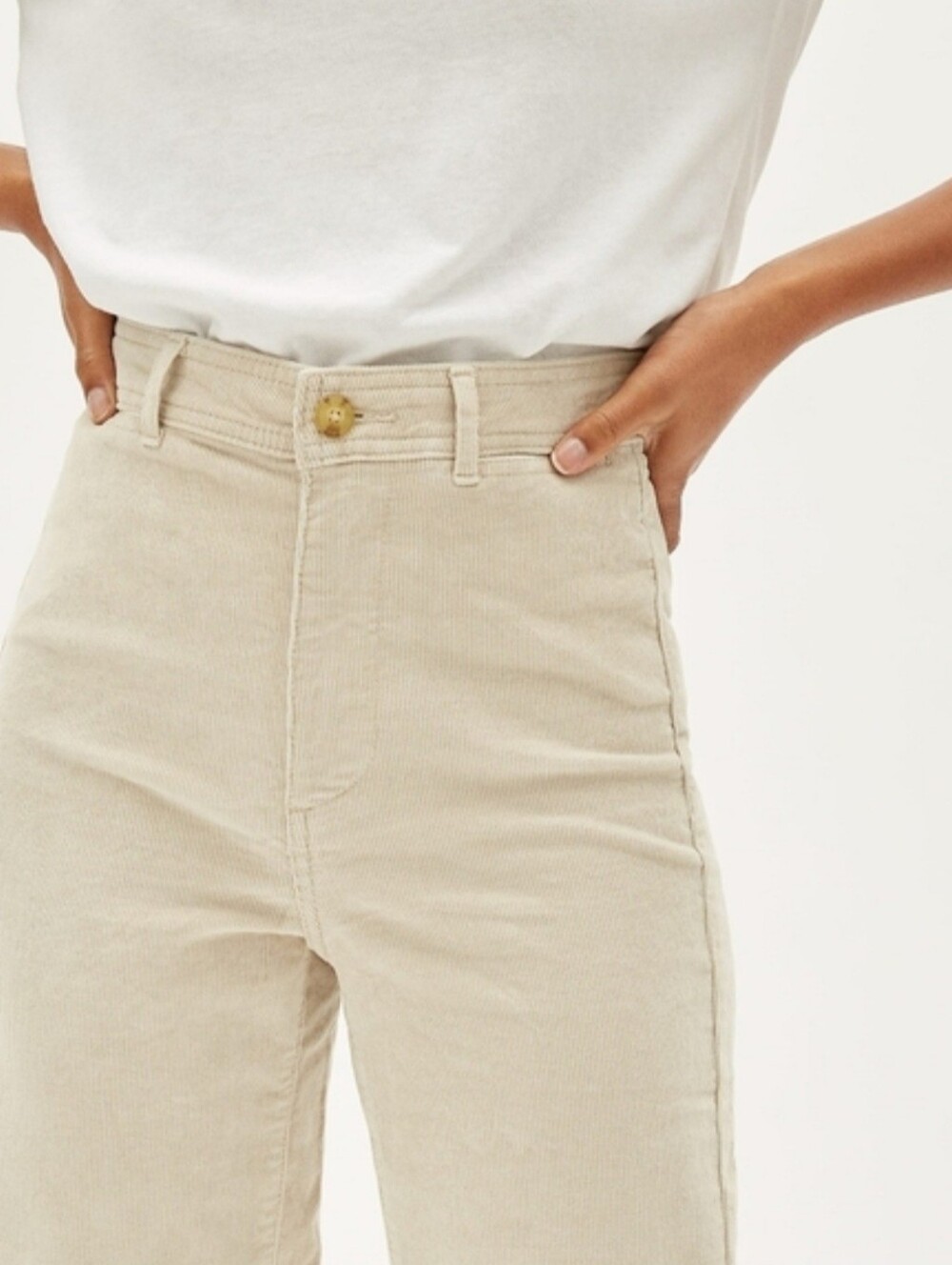 Everlane Corduroy Wide Leg Pants High Rise Beige Cream Stone Neutral size 2